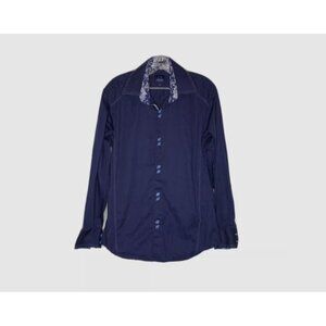 PARC 81 Navy Blue Button Front Long Sleeve Shirt L